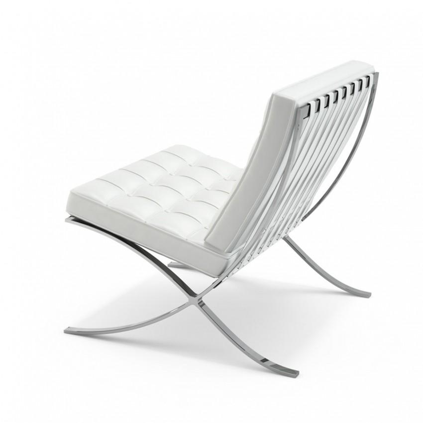 Premium Barcelona Chair White - Mies Van Der Rohe Replica - DECOMICA